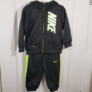 Nike Boys Black & Green Hoodie and Pants